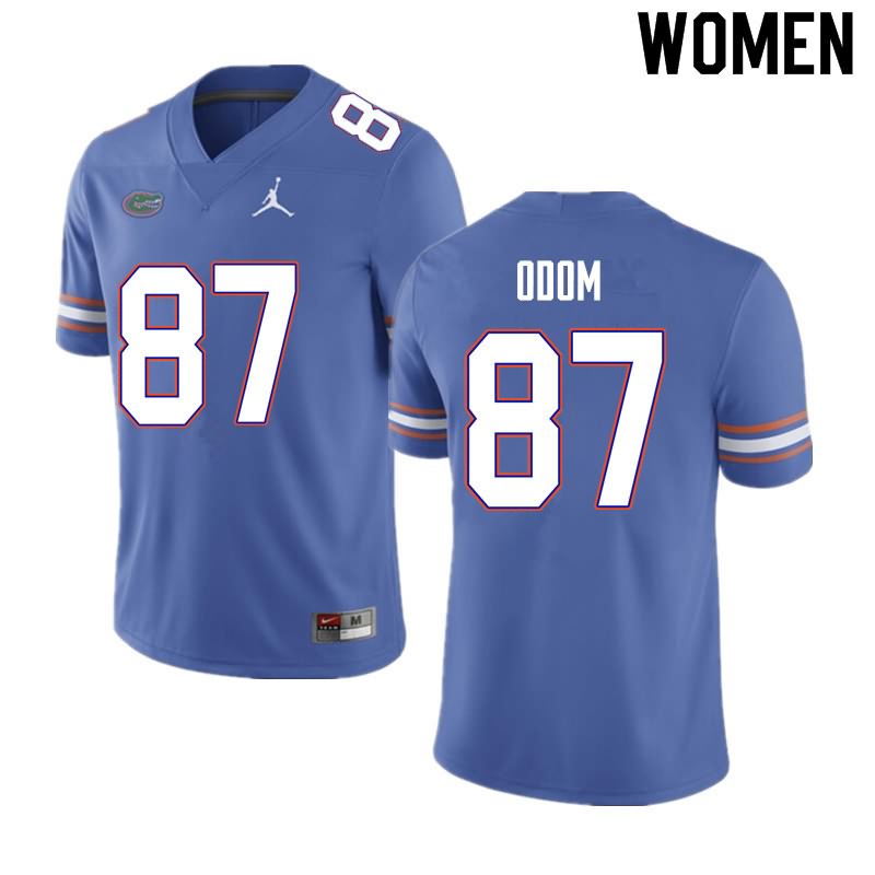 Women's NCAA Florida Gators Jonathan Odom #87 Stitched Authentic Nike Blue College Football Jersey FPU8365JQ